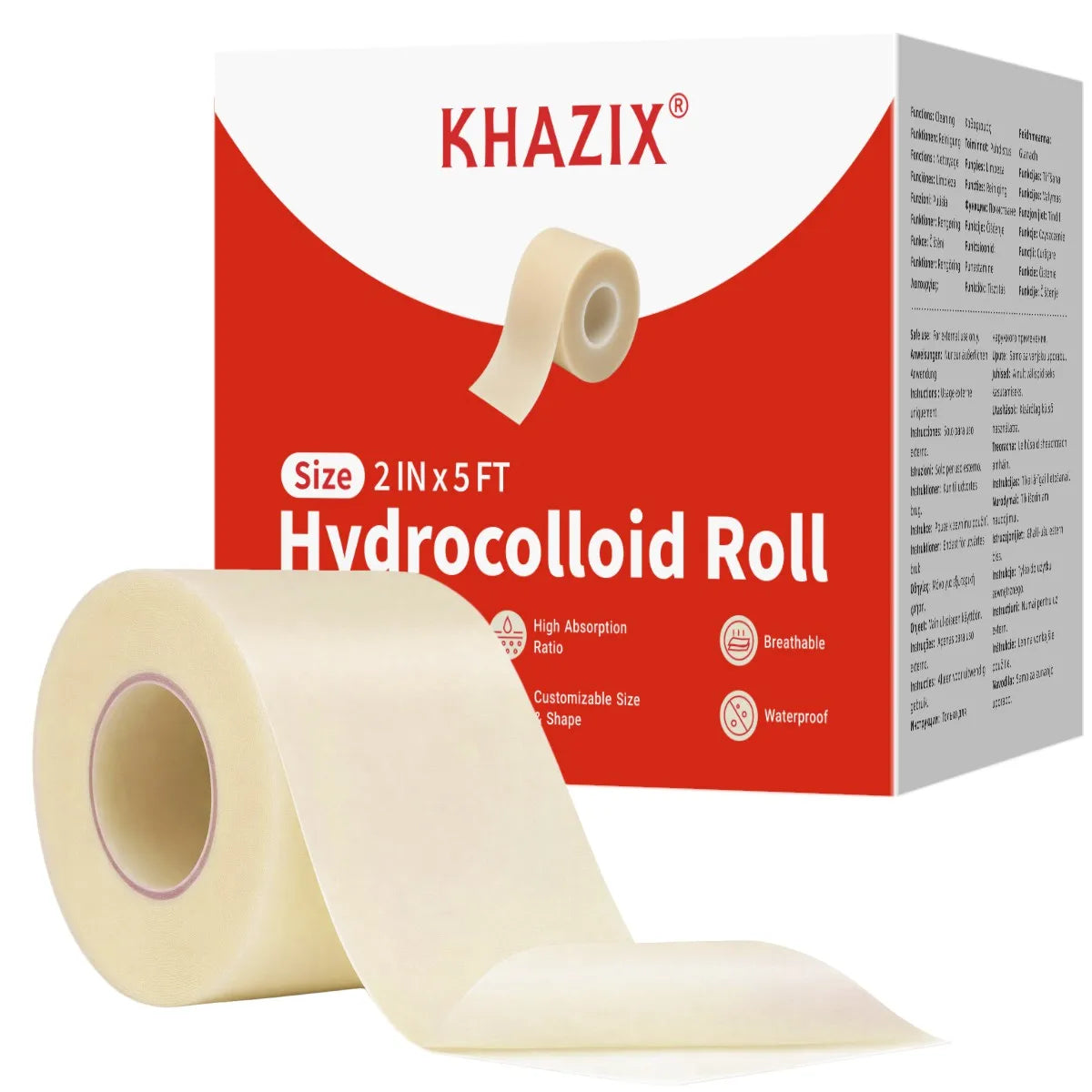 Hydrocolloid Acne Patch Roll Cut-to-Size Pimple Patches for Face Blemish Care Waterproof Breathable 2in X 5ft 1 Roll Value Pack.