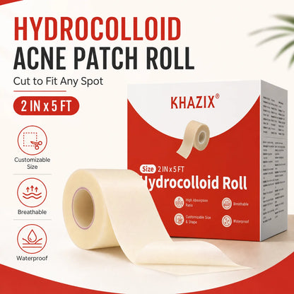Hydrocolloid Acne Patch Roll Cut-to-Size Pimple Patches for Face Blemish Care Waterproof Breathable 2in X 5ft 1 Roll Value Pack.